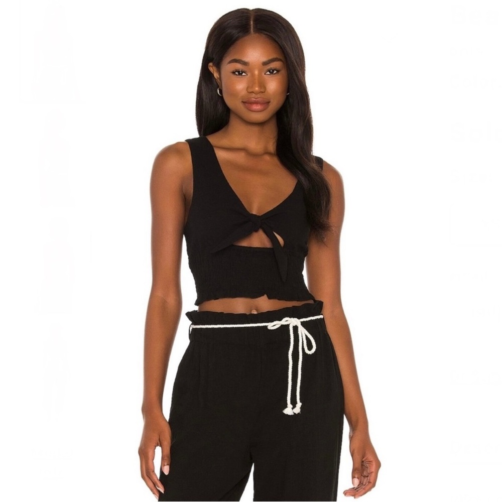 Onia x Revolve Black Tie Crop Top